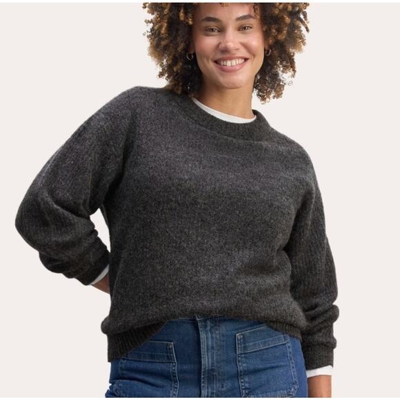 Everlane Cocoon Crew Alpaca Sweater Long Sleeve Pullover Dark Grey charcoal XS - Picture 1 of 10